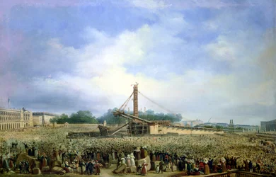 Erigiendo el Obelisco de Luxor en la Plaza de la Concordia, 25 de Octubre de 1836